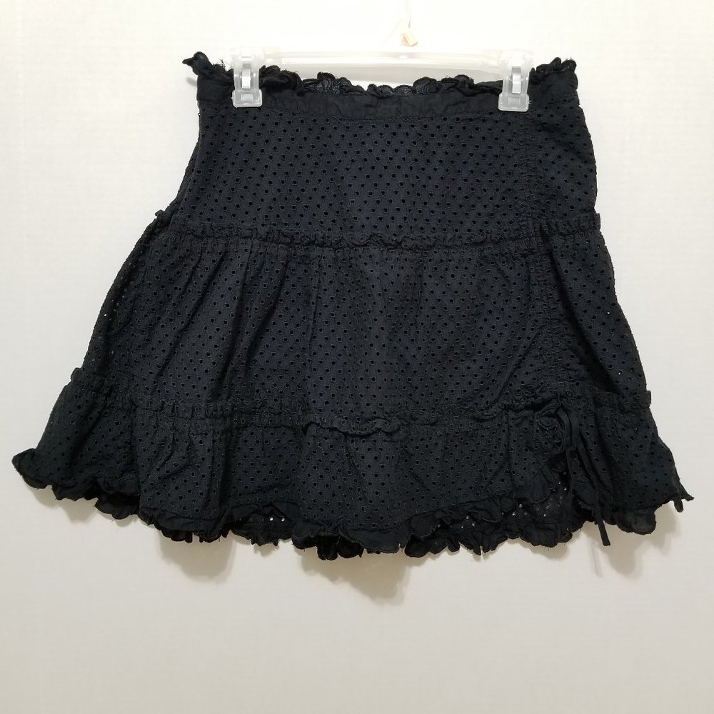 Marc Jacobs skirt 10 tiered eyelet lace ruffle mini ruched side scalloped trim